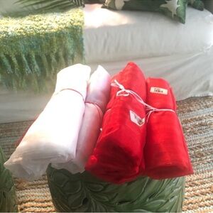 NWT! Red White Sheer Sheen Decorating Fabrics